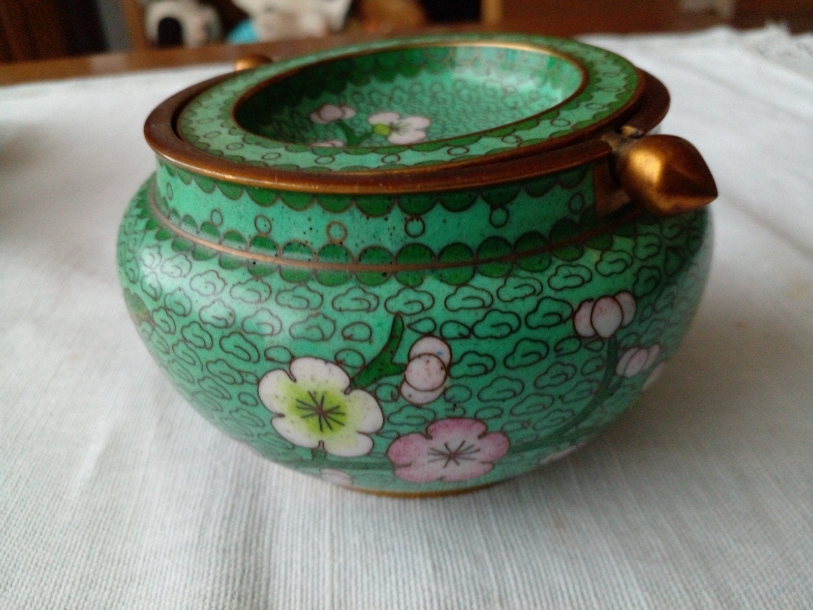 Antieke Cloisonné Potje met Bloesemdecor, Ophalen of Verzenden