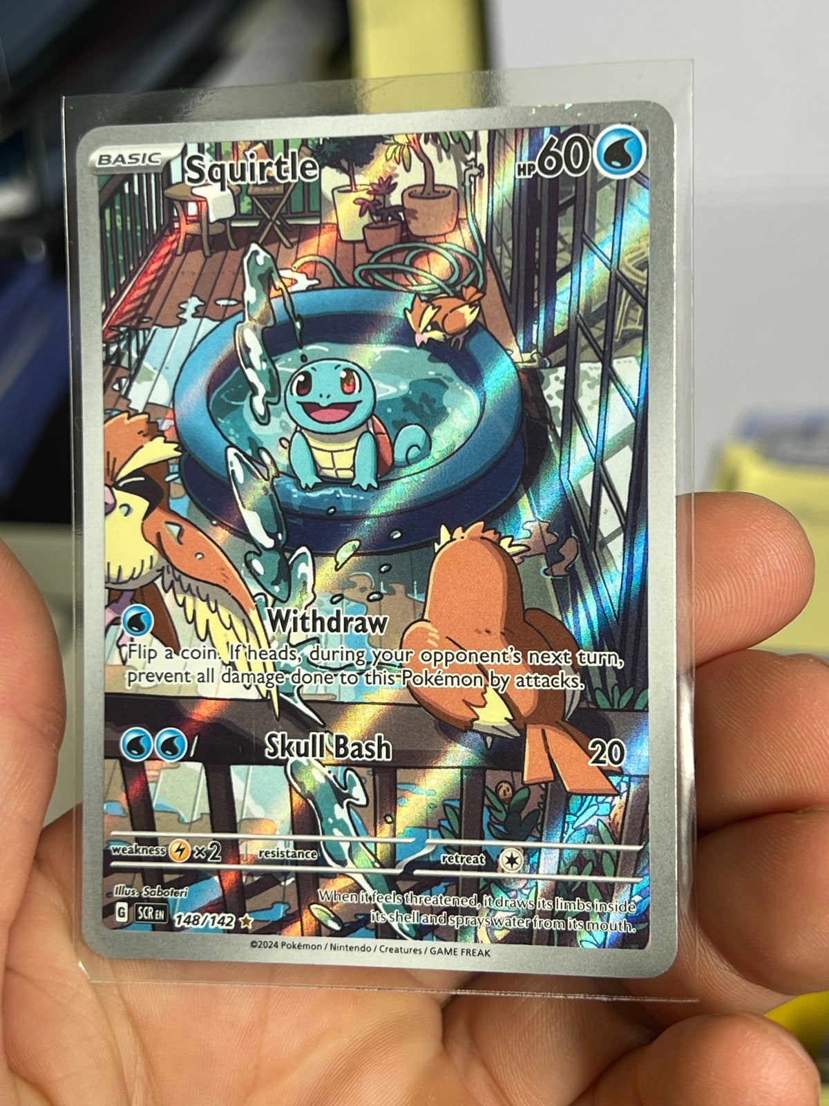 Squirtle 148/142 Illustratie Rare Pokémon kaart, Ophalen of Verzenden, Nieuw, Losse kaart