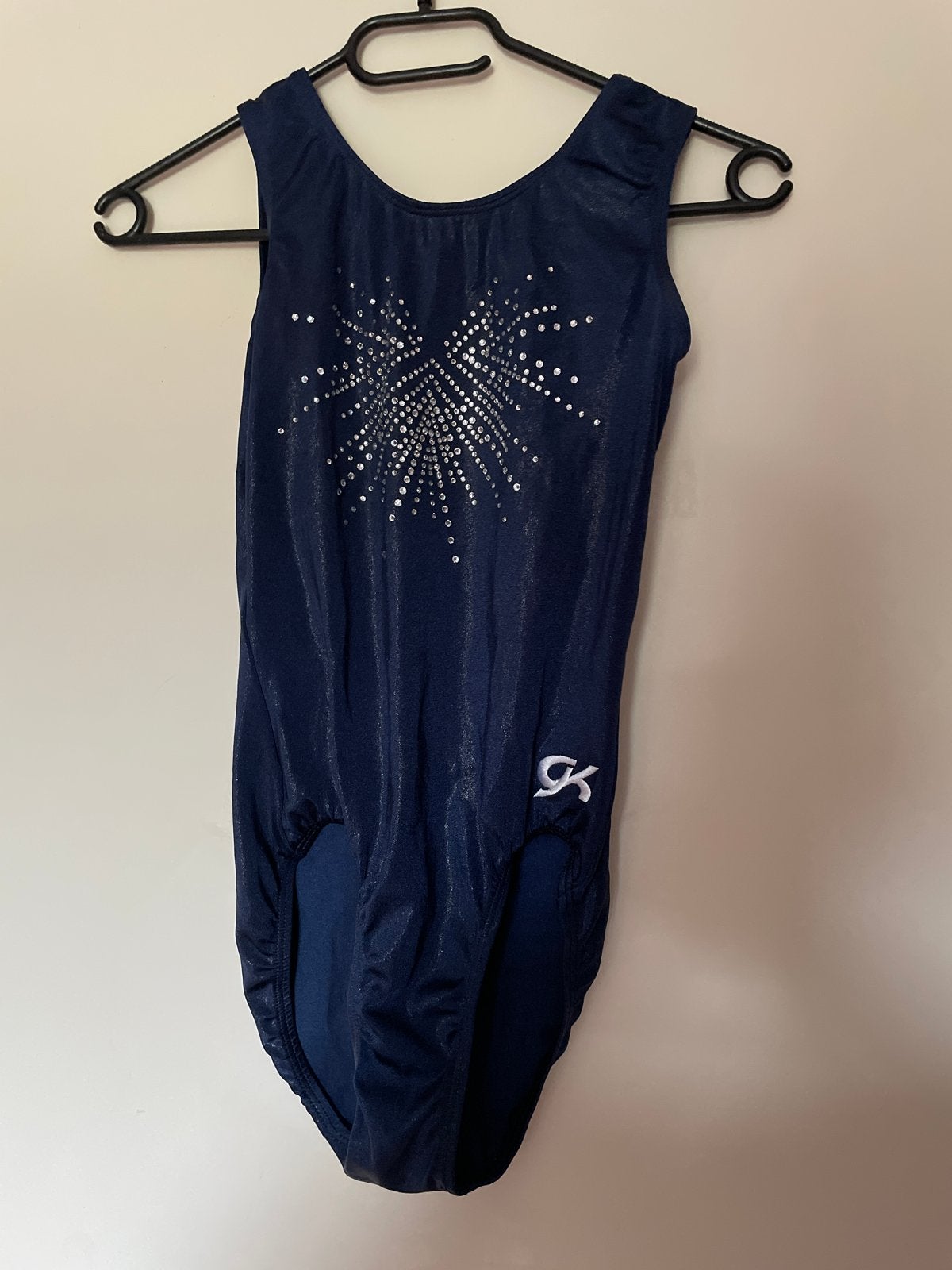 Turnpakje GK Maat ASM - Donkerblauw met strass, Gebruikt, Blauw, Ophalen of Verzenden, Turnpak(je)
