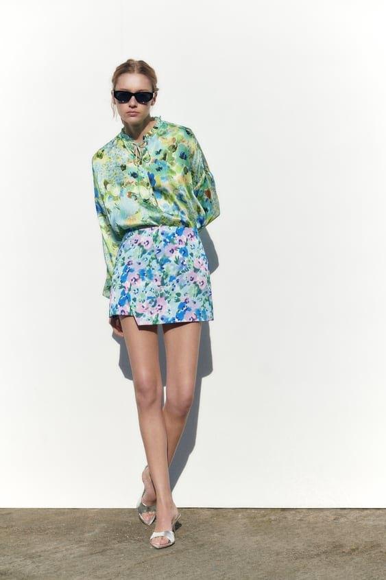 zara skort korte broek / rok met bloemenprint, xs, Ophalen of Verzenden, Zo goed als nieuw, Maat 34 (XS) of kleiner, Kort
