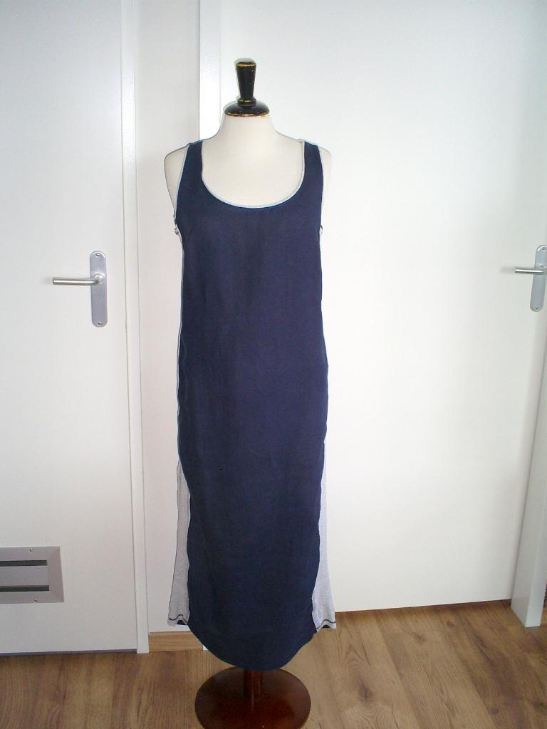blauwe UNO DUE linnen maxi jurk mt. M, Maat 38/40 (M), Zo goed als nieuw, Uno Due, Onder de knie