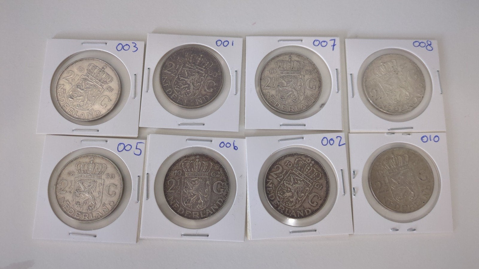 8x Zilveren Rijksdaalders - Koningin Juliana, Koningin Juliana, Setje, Zilver, Ophalen of Verzenden