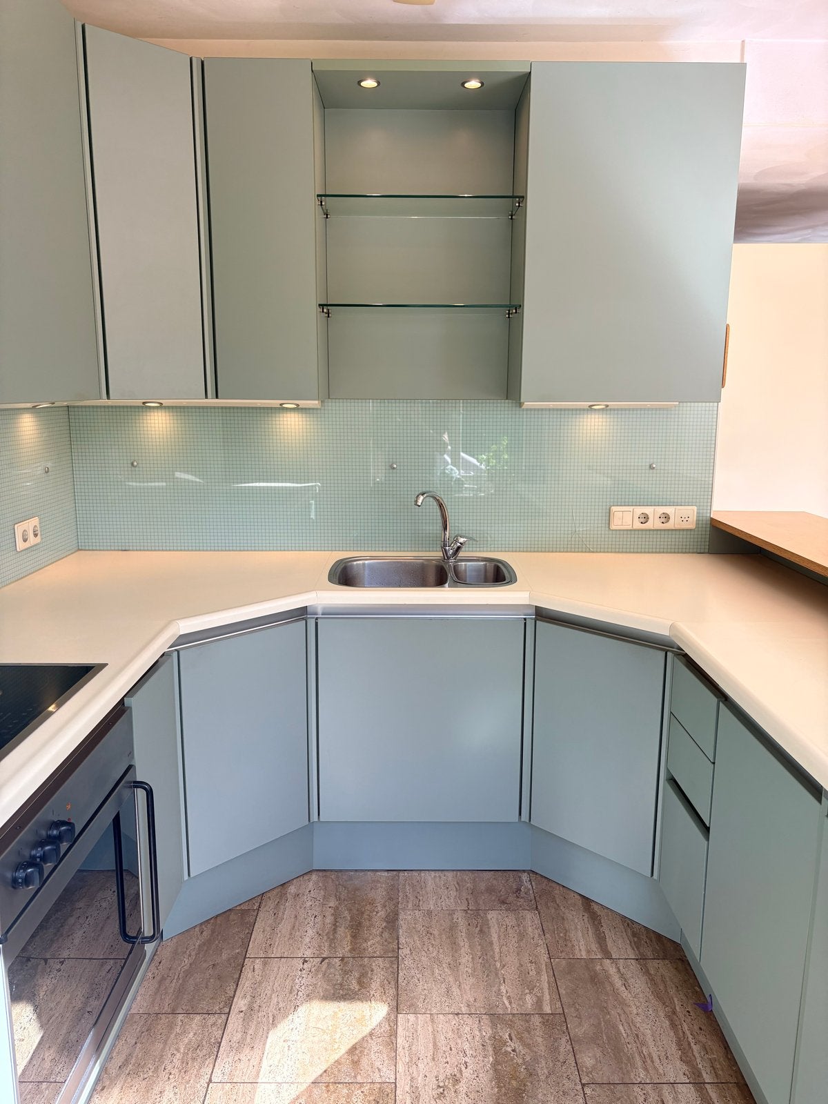 Moet weg! - Siematic keuken (jade-groen) met apparatuur, Ophalen, Gebruikt, Hoekkeuken, Hout