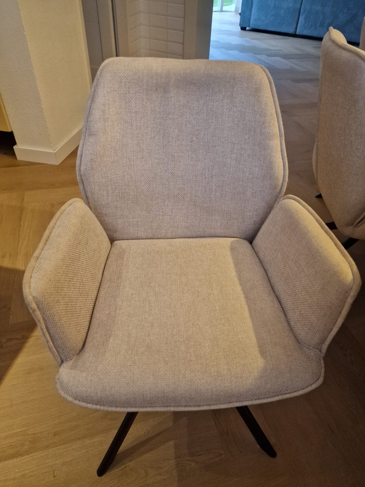 6 eetkamerstoelen - beige - Loods5 - draaistoelen - gratis, Huis en Inrichting, Stoelen, Ophalen, Gebruikt, Overige kleuren, Stof