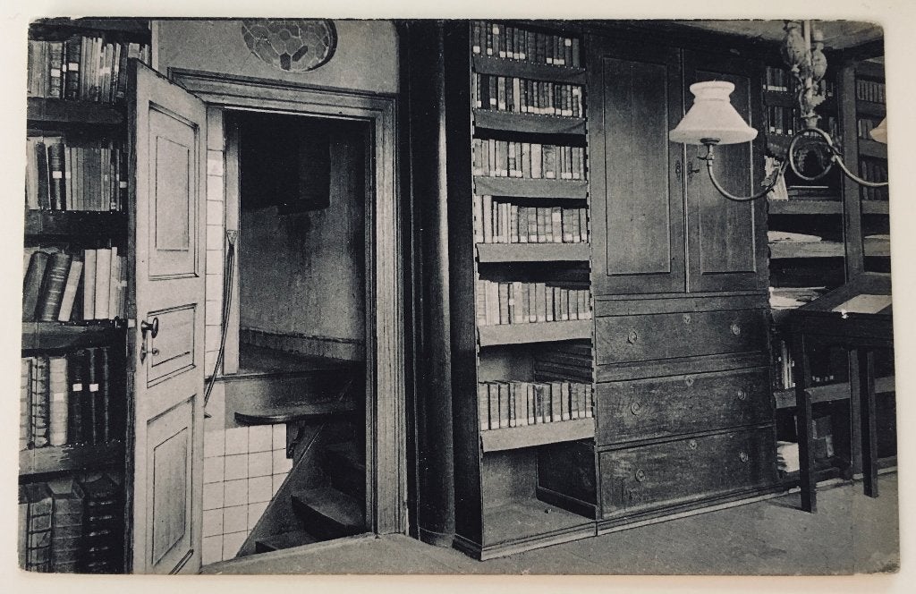 Prentbriefkaart Museum Amstelkring Amsterdam Bibliotheek, Ophalen of Verzenden, 1940 tot 1960, Ongelopen, Overige thema's