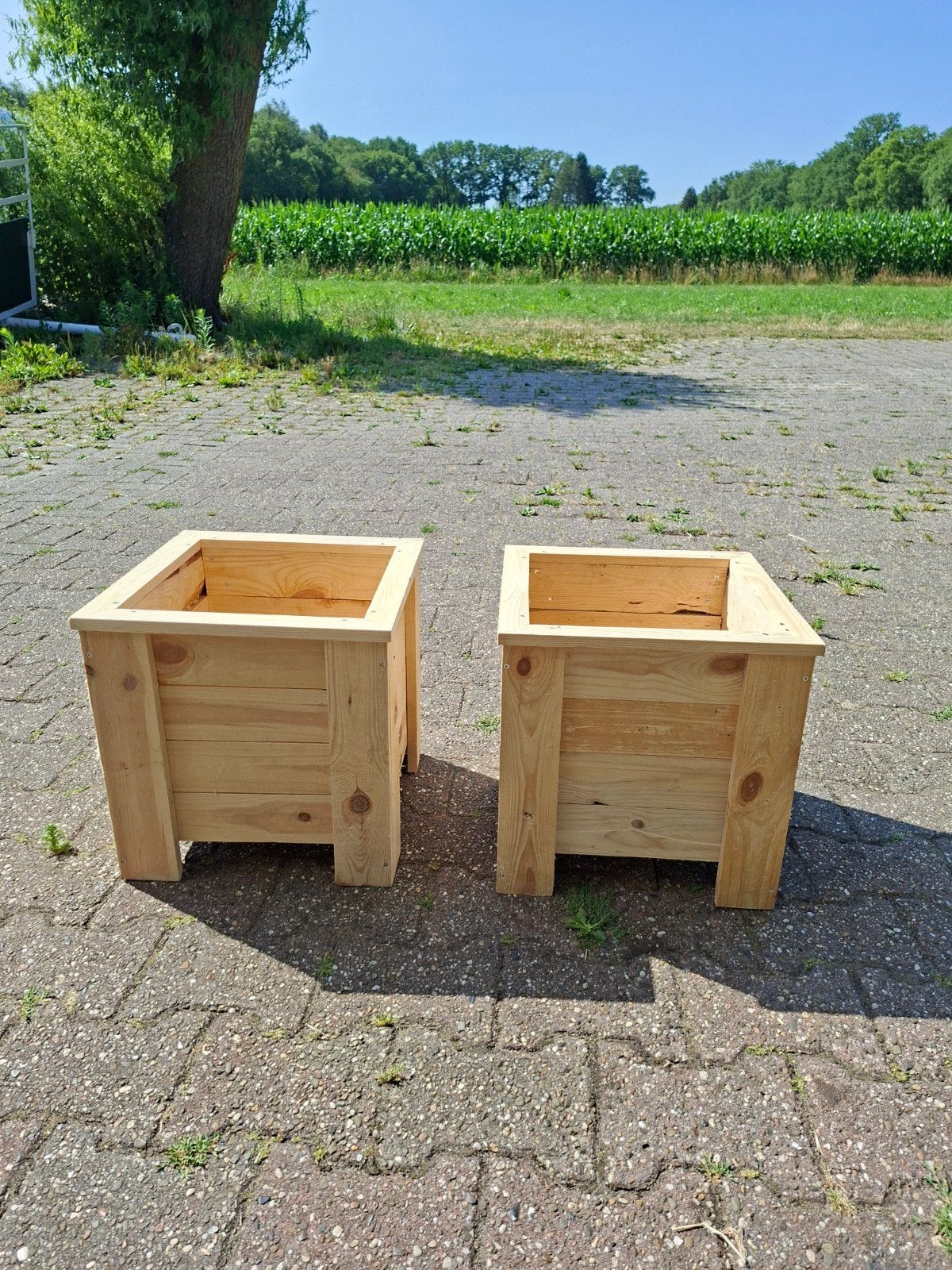 NIEUW Bloembakken van pallethout 35x35, Ophalen, Minder dan 60 cm, Vierkant, Nieuw