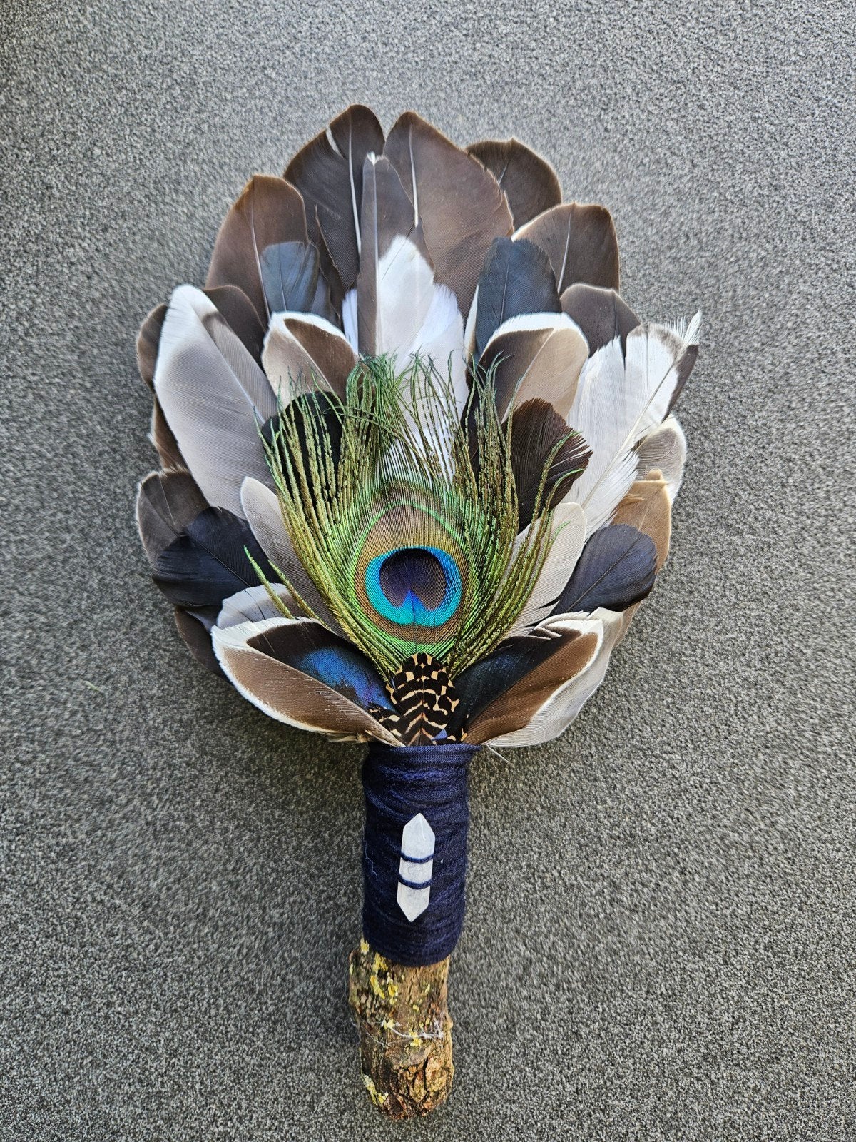 smudge feathers veren waaier bergkristal reiki stick sjamaan, Ophalen of Verzenden