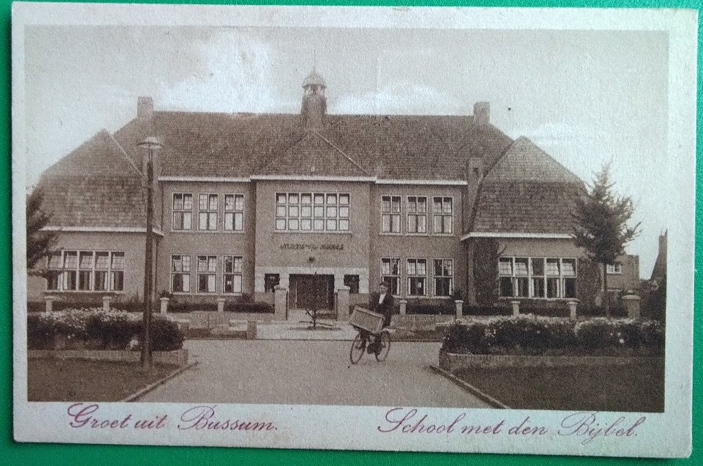 Bussum, School met den Bijbel. Klf, Verzenden, 1940 tot 1960, Ongelopen, Noord-Holland