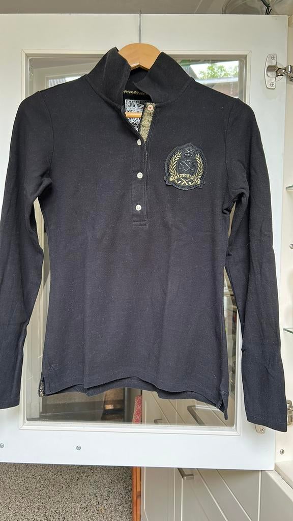 SCAPA zwarte longsleeve polo net goud/zilver print+ strass S, Ophalen of Verzenden, Nieuw, Maat 36 (S), Zwart