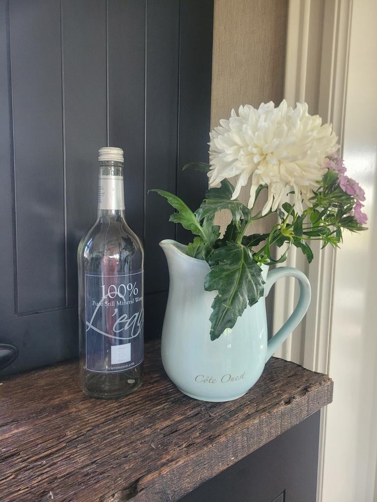 Lief lichtblauw kannetje kan RM riviera maison gratis fles, Blauw, Aardewerk of Porselein, Ophalen of Verzenden, Zo goed als nieuw