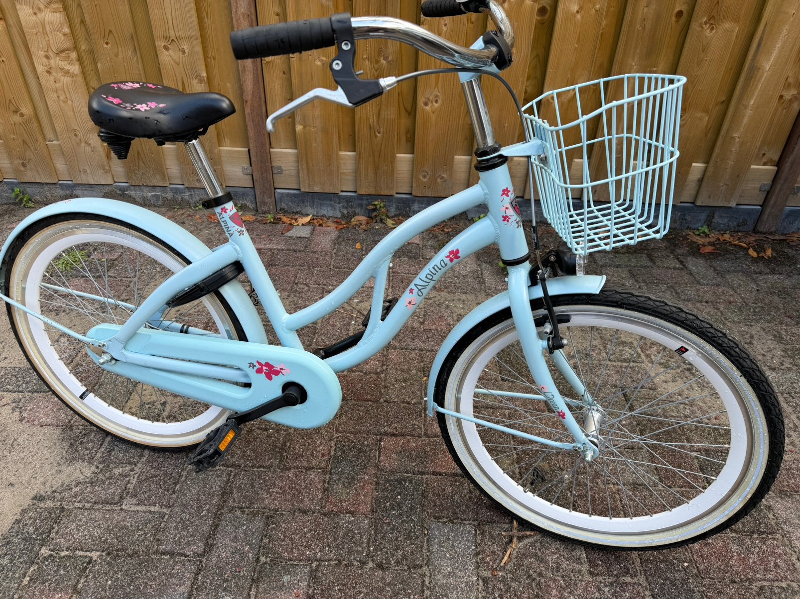 Mooie lichtblauwe Alpina meisjesfiets met 22-inch wielen, Ophalen, 22 inch, Handrem, Zo goed als nieuw