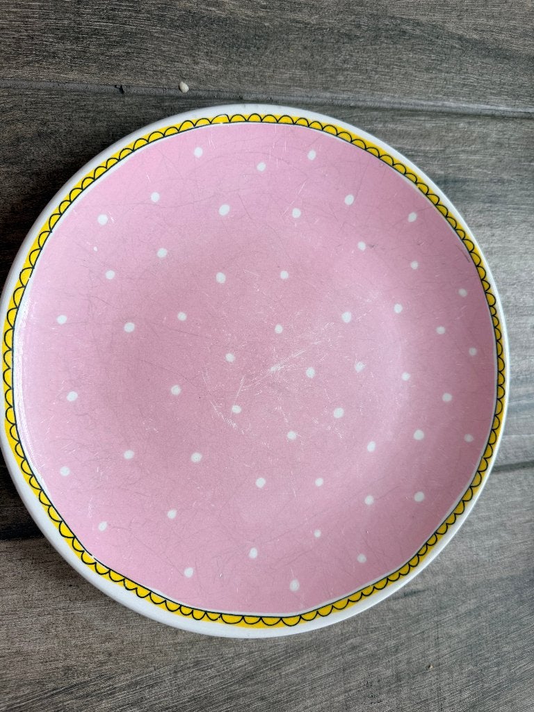 Blond Amsterdam dinerborden roze stippen, Ophalen, Gebruikt, Bord(en), Aardewerk