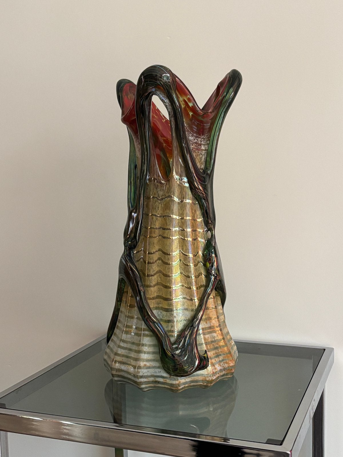Grote antieke vaas, Glas, Meerkleurig, Vaas, Handgemaakt
