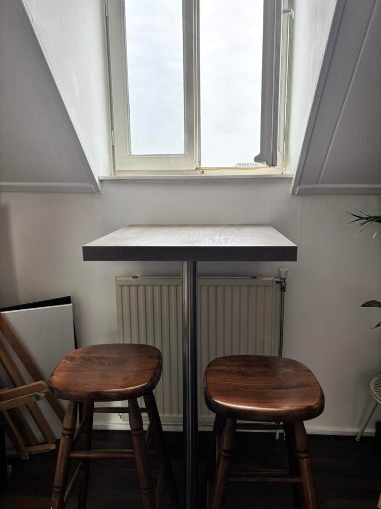 Bartafel met twee krukken, Huis en Inrichting, Ophalen, Gebruikt, 100 tot 150 cm, 50 tot 100 cm