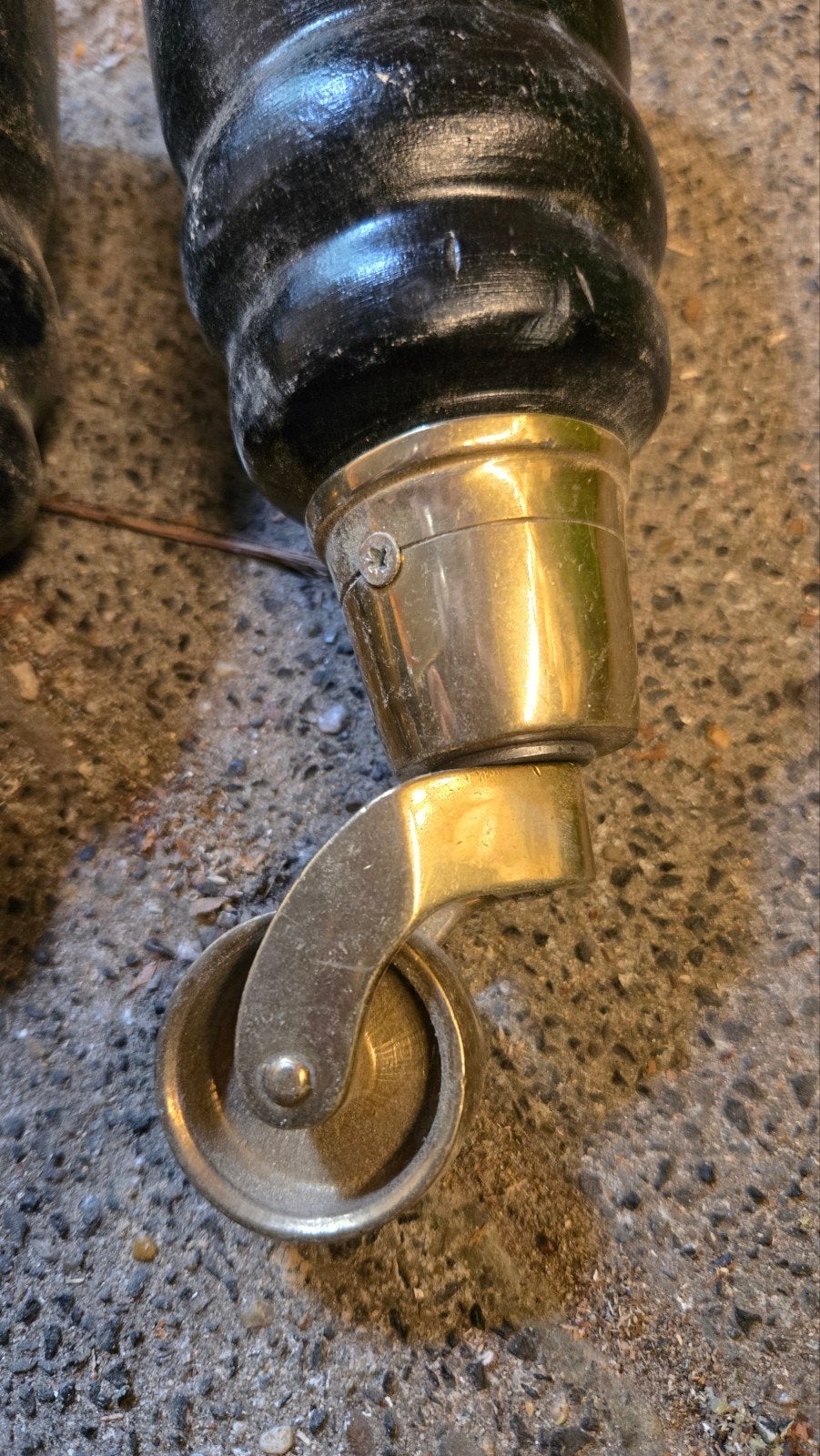 Set van 4 vintage meubelpoten met messing wieltjes, Huis en Inrichting, Ophalen of Verzenden, Gebruikt