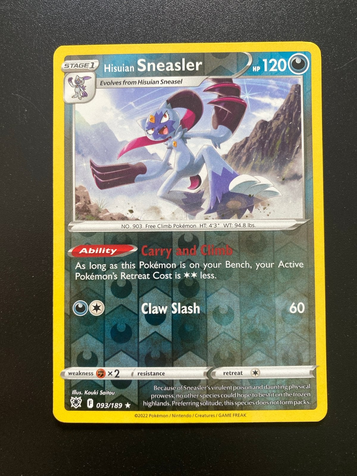 Hisuian Sneasler 093/189 Rev. Holo Pokémon Astral Radiance, Ophalen of Verzenden, Zo goed als nieuw, Losse kaart, Foil