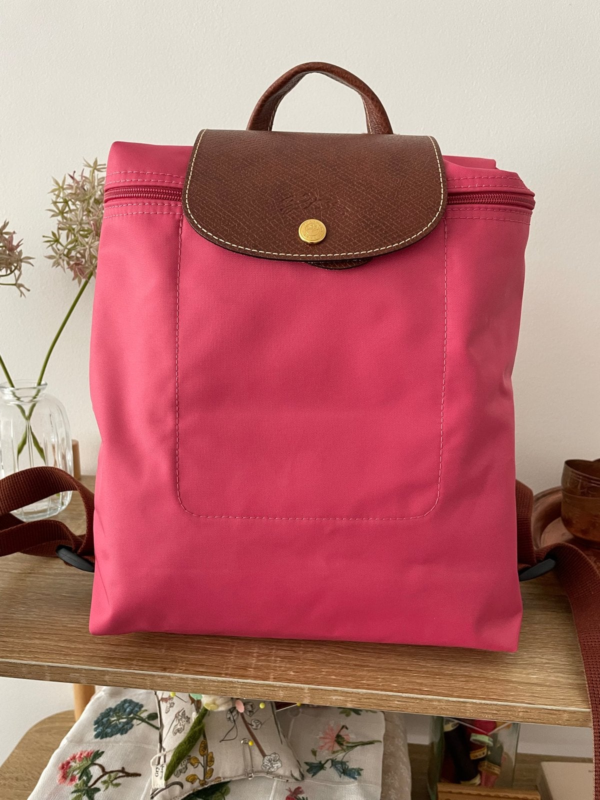 Longchamp Le Pliage rugzak - Klein formaat - Roze, Overige merken, Minder dan 30 cm, 25 tot 40 cm, Ophalen of Verzenden
