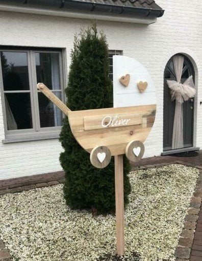 Geboortebord geboortewieg jongen/meisje gebruikt hout nieuw, Ophalen of Verzenden, Nieuw, Geboortebord