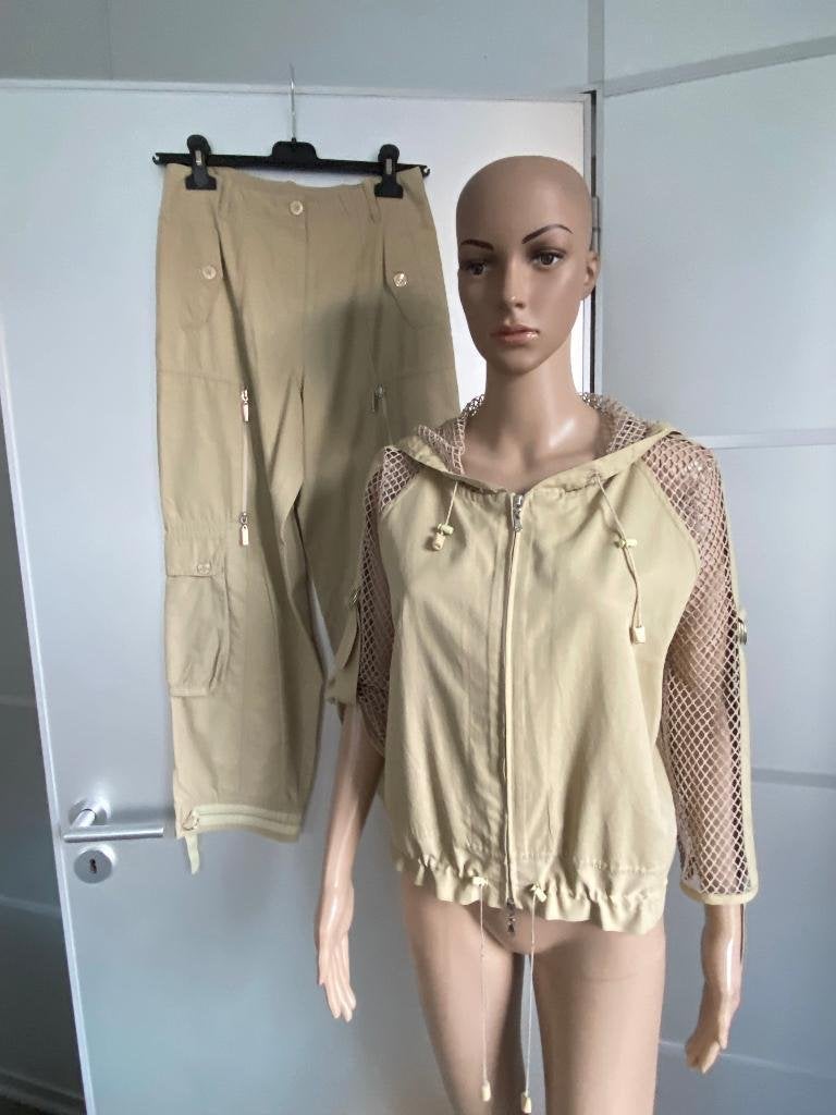 K91 Set/pak jasje + broek mt. 36/38=S/M Beige Vintage, Kostuum of Pak, Ophalen of Verzenden, Zo goed als nieuw, Maat 36 (S)