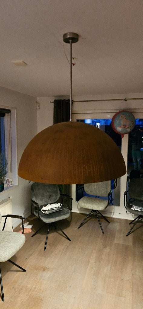Hanglamp cortenstaal/roest-look 80cm, Ophalen, Gebruikt, Metaal, Modern/robuust/staal