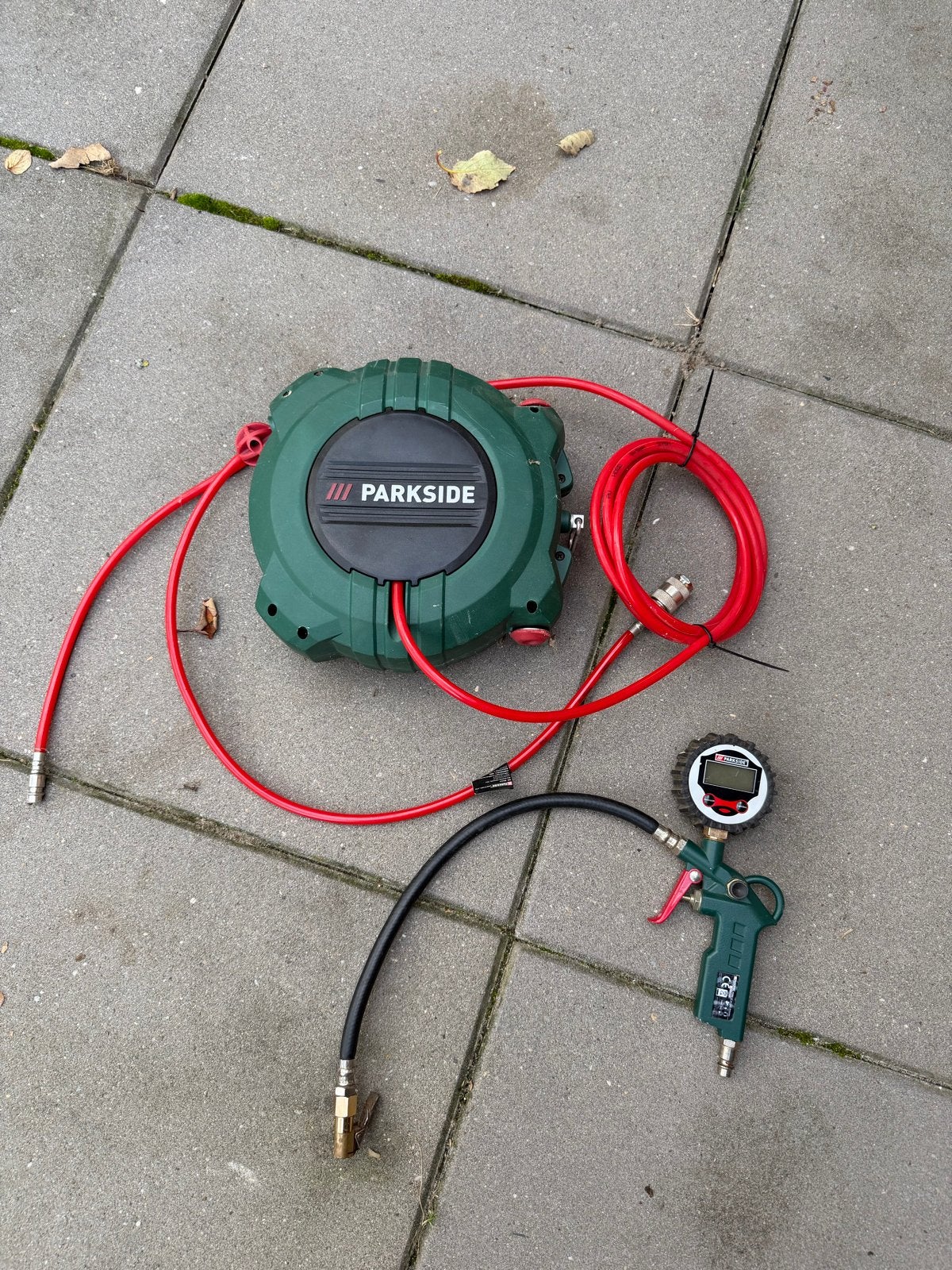 Persluchtslanghaspel met bandenspanningsmeter, Ophalen of Verzenden, Gebruikt