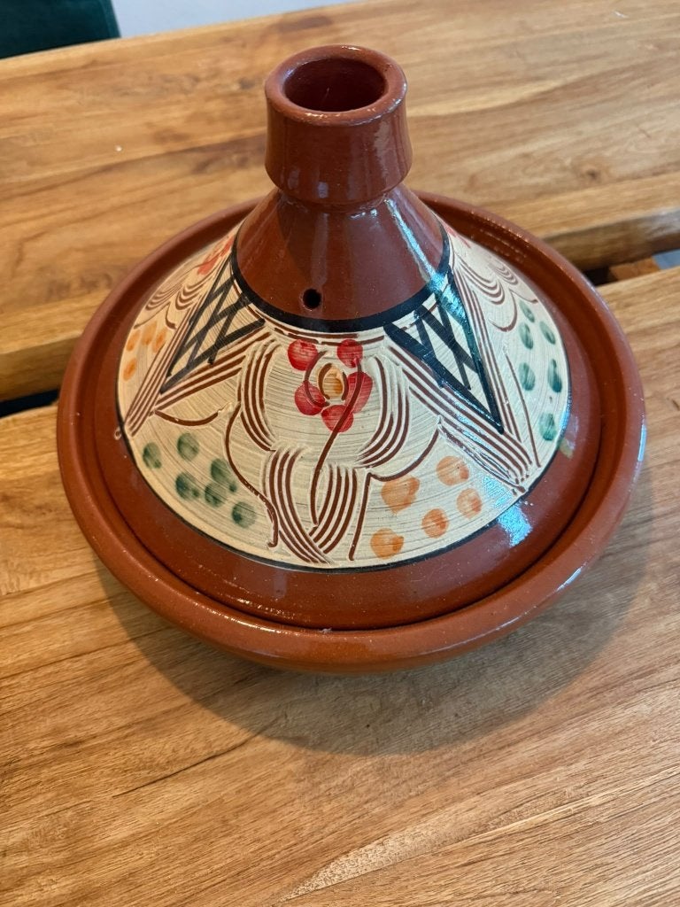 Unieke, handgemaakte Tajine (als nieuw!), Huis en Inrichting, Ophalen of Verzenden, Nieuw, Steen/keramiek, Tajine