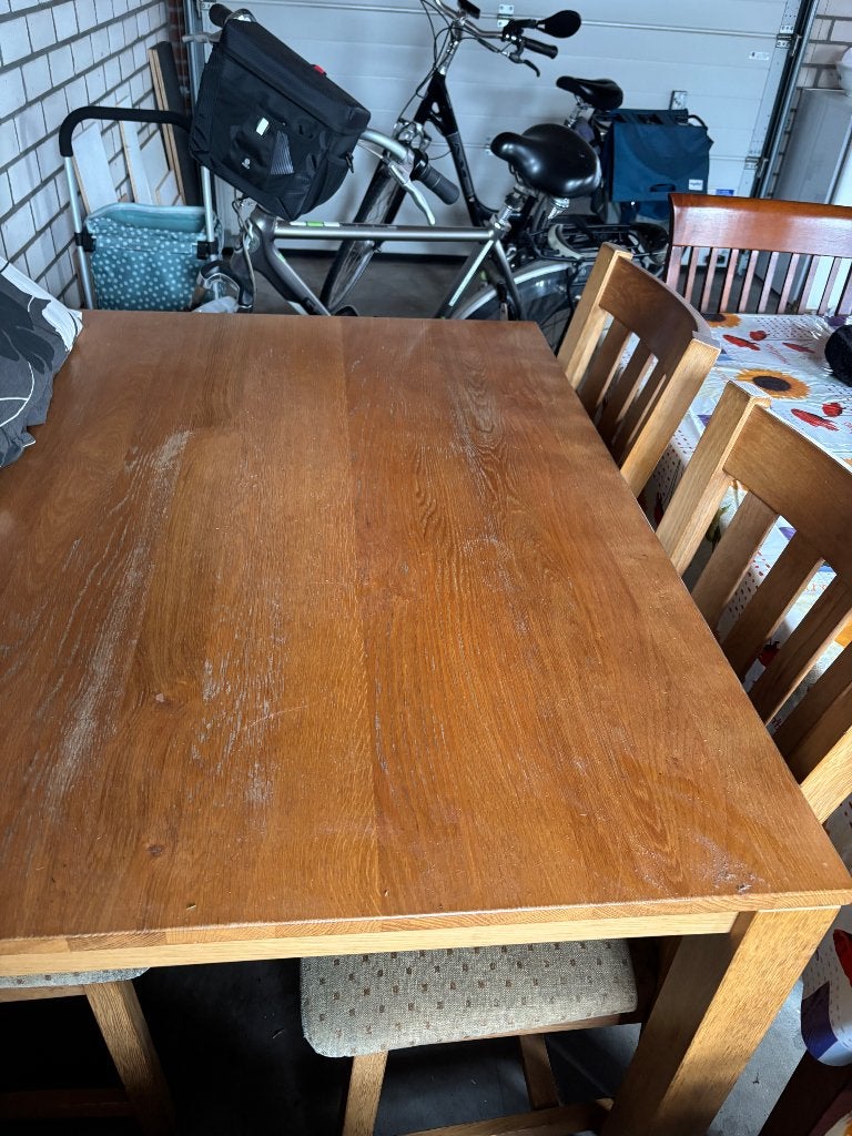 Tafel met stoelen, Huis en Inrichting, Tafels | Eettafels, Ophalen, Gebruikt, Eikenhout, 50 tot 100 cm