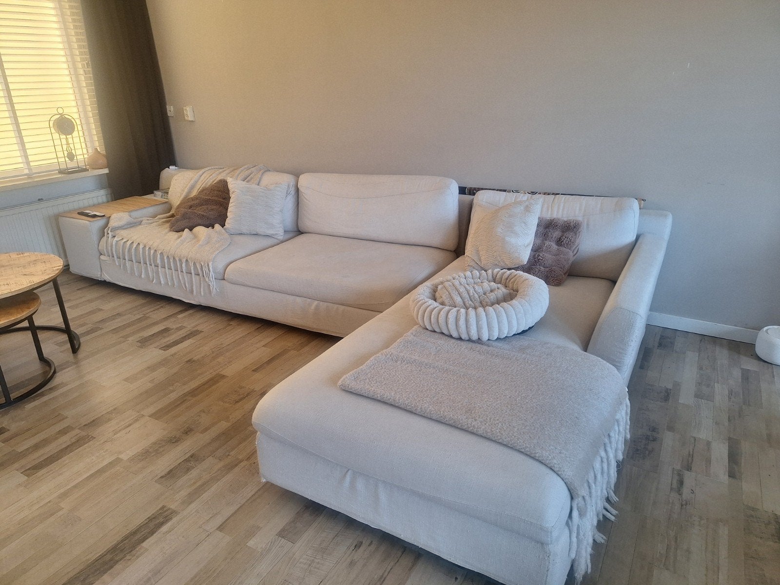 Comfortabele Hoekbank - Crème/Lichtgrijs, Huis en Inrichting, Banken | Bankstellen, Ophalen, Gebruikt, Modern, comfortabel, neutraal