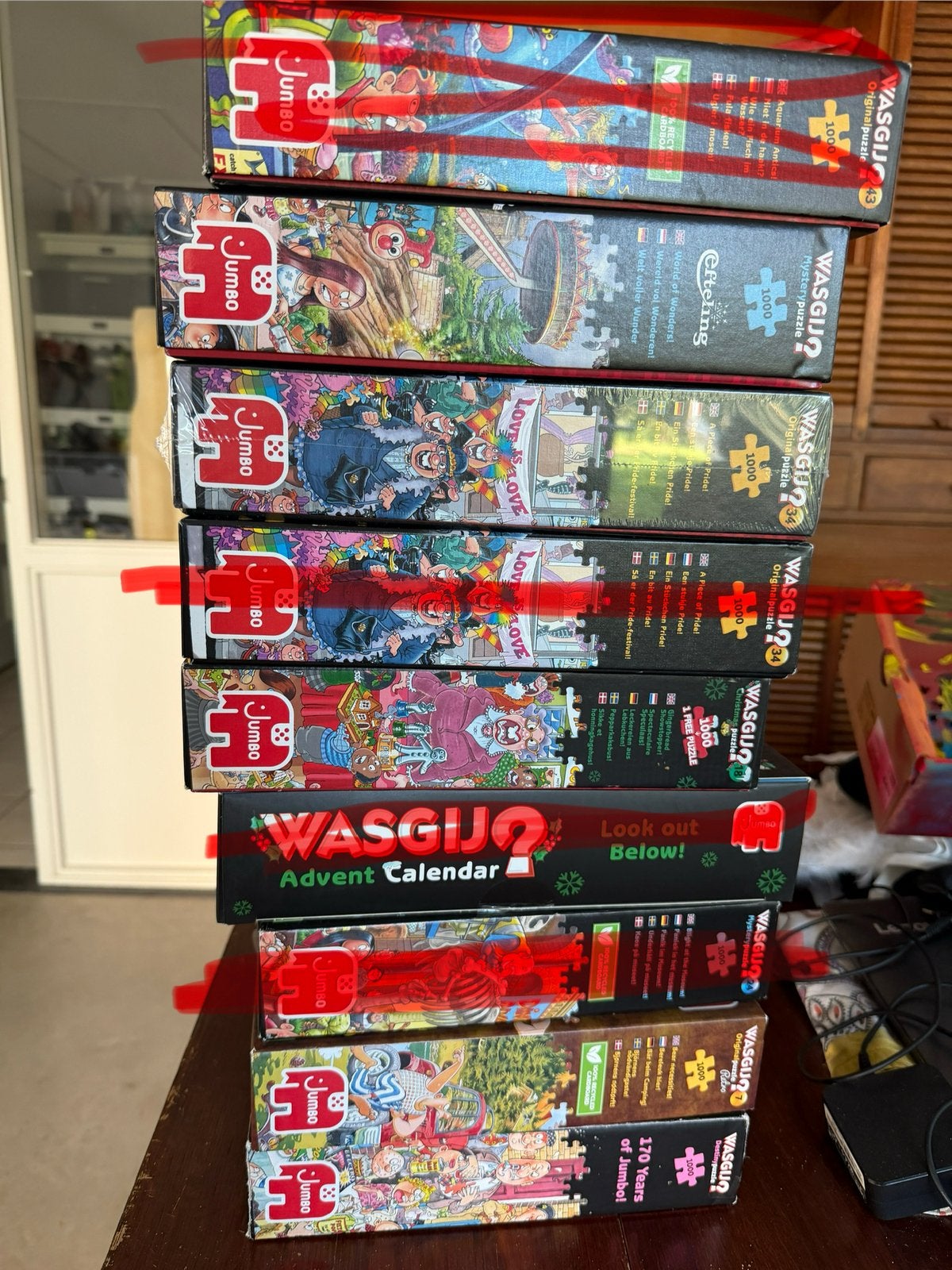 Grote collectie Wasgij puzzels (1000 stukjes), Hobby en Vrije tijd, Denksport en Puzzels, Ophalen of Verzenden, 500 t/m 1500 stukjes