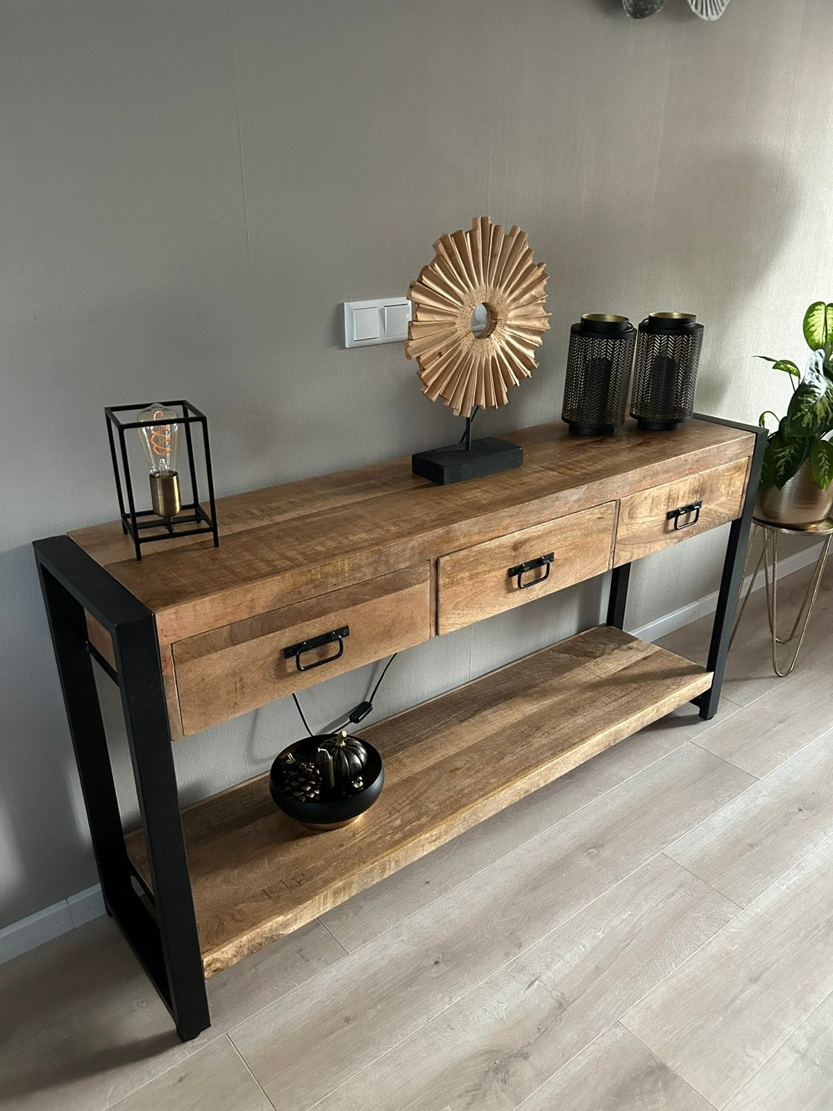 Side table mango hout, Ophalen, Zo goed als nieuw, 25 tot 50 cm, Rechthoekig