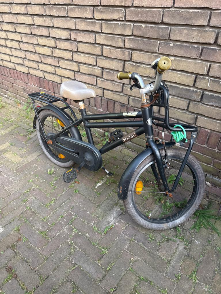 Popal Kinderfiets - Stevige Zwarte Fiets, Ophalen, Gebruikt, Terugtraprem, 20 inch of meer