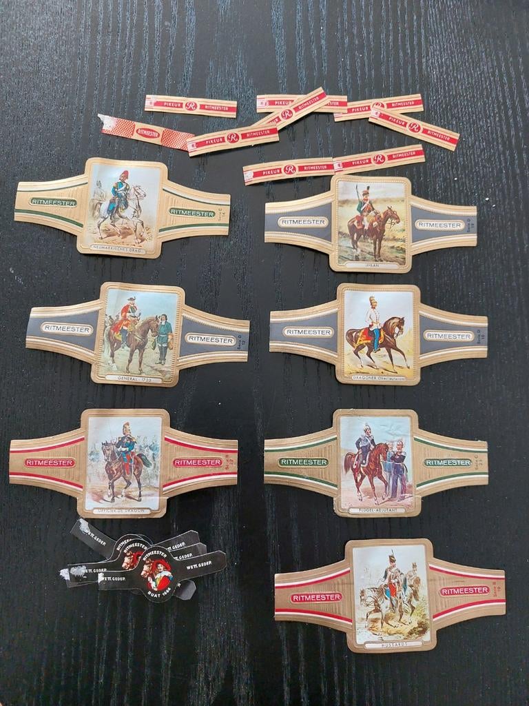 Ritmeester sigarenbandjes - 7 groot, 4 klein, 9 rond, Verzamelen, Ophalen of Verzenden