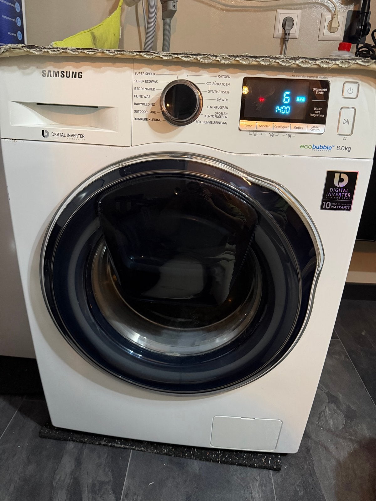 Samsung EcoBubble 8.0kg Wasmachine - Perfect Werkend, 8 tot 10 kg, Ophalen, Gebruikt, Voorlader