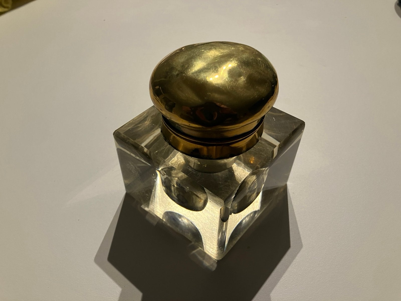 Antieke inktpot met koperen dop, Antiek en Kunst, Ophalen
