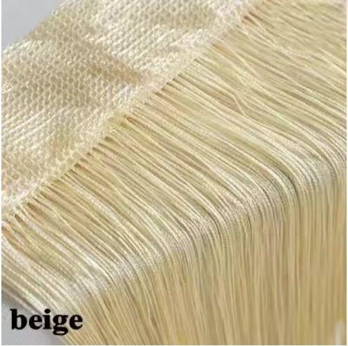 First Class decoratief spaghetti gordijn beige 3m op 3m, Huis en Inrichting, Ophalen of Verzenden, Nieuw, Beige, Gordijn