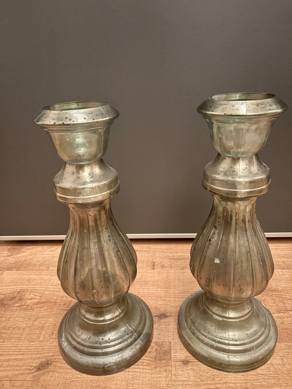 Set van 2 vintage glazen kandelaars, Ophalen, Glas