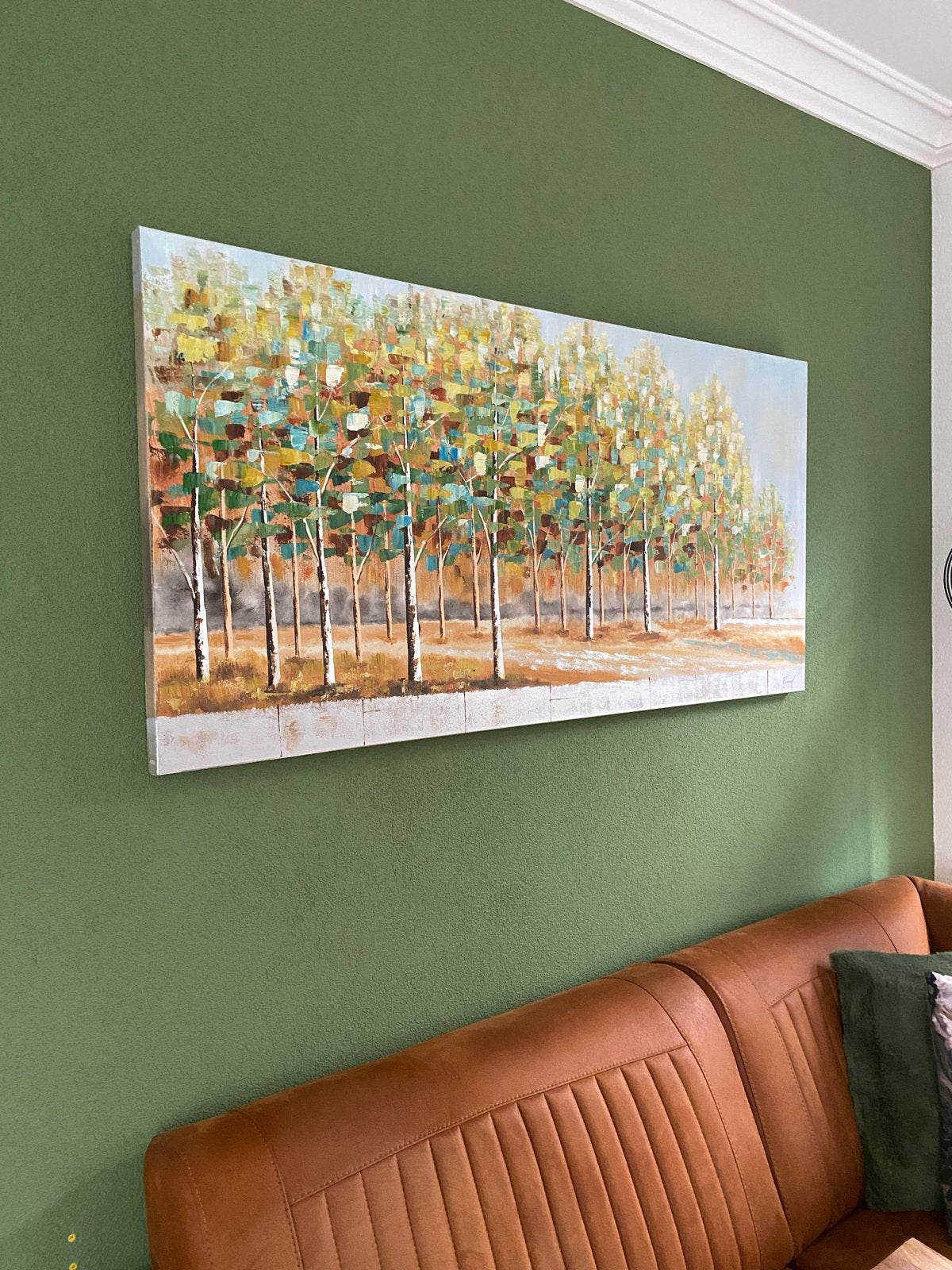 Schilderij met bomen - 140 cm breed, 70 cm hoog, Ophalen, 50 – 75, 125 cm of meer, Zo goed als nieuw