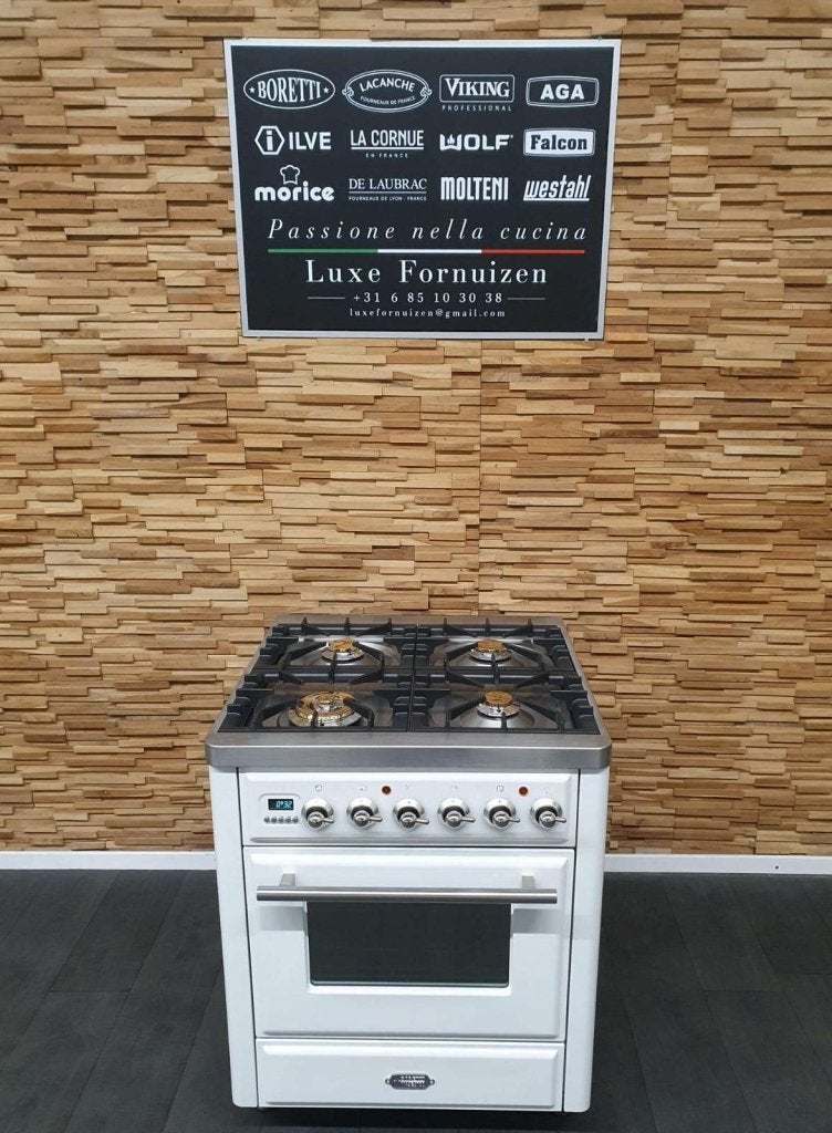 Boretti Majestic gasfornuis 70cm wit rvs GASOVEN 4 pits, Niet ingevuld, 60 cm of meer, Niet ingevuld, Ophalen of Verzenden