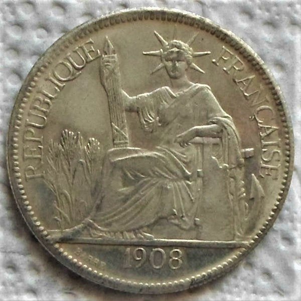 Frans-Indochina 1 Piastre 1908., Postzegels en Munten, Verzenden, Overige materialen, Buitenland