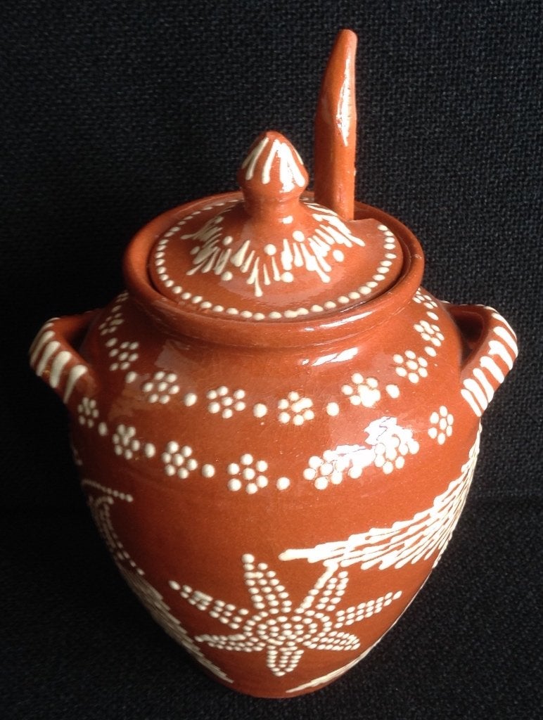 OLijvenpot lepel aardewerk uit Portugal, Ophalen of Verzenden