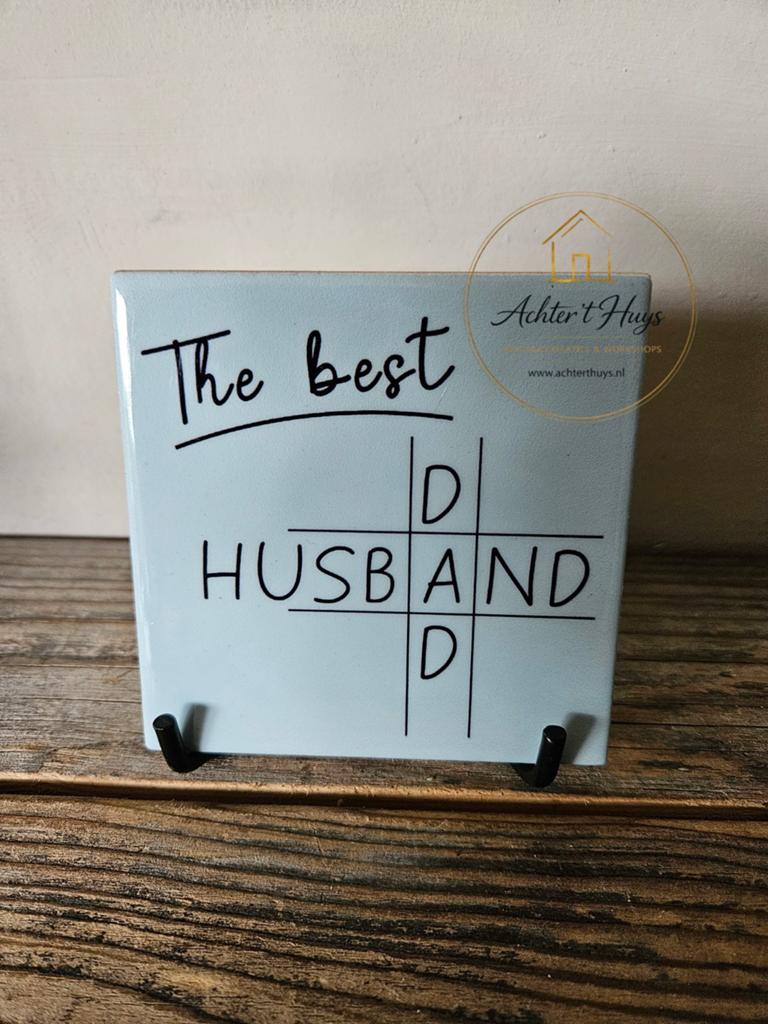 Tekst tegel met spreuk "The best DAD/HUSBAND", Ophalen of Verzenden, Nieuw