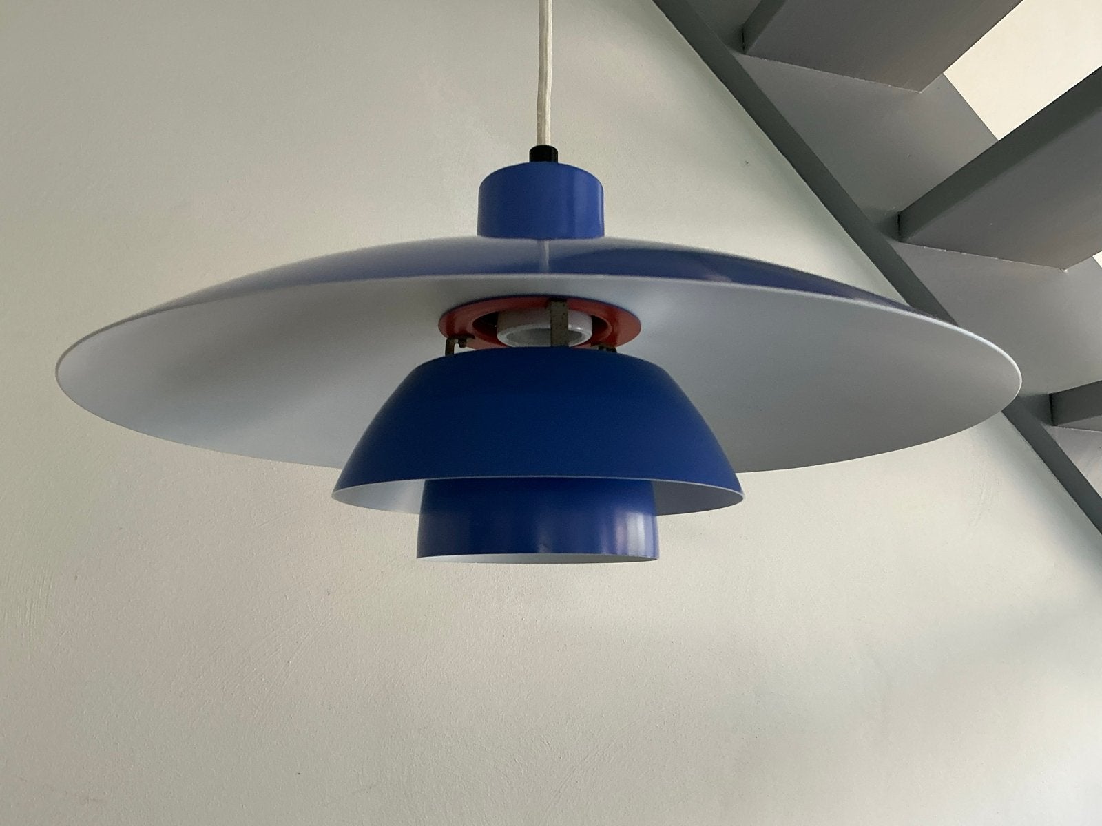 Vintage Louis Poulsen PH4/3 hanglamp - Blauw/Oranje, Huis en Inrichting, Lampen | Hanglampen, Ophalen of Verzenden