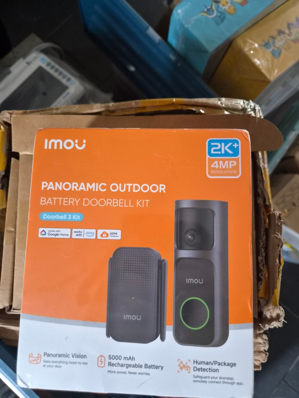 IMOU Panoramische Buiten Deurbel Kit - Draadloos met 2K+, Ophalen of Verzenden, Bewegingsdetectiesensor, Nieuw, Draadloos