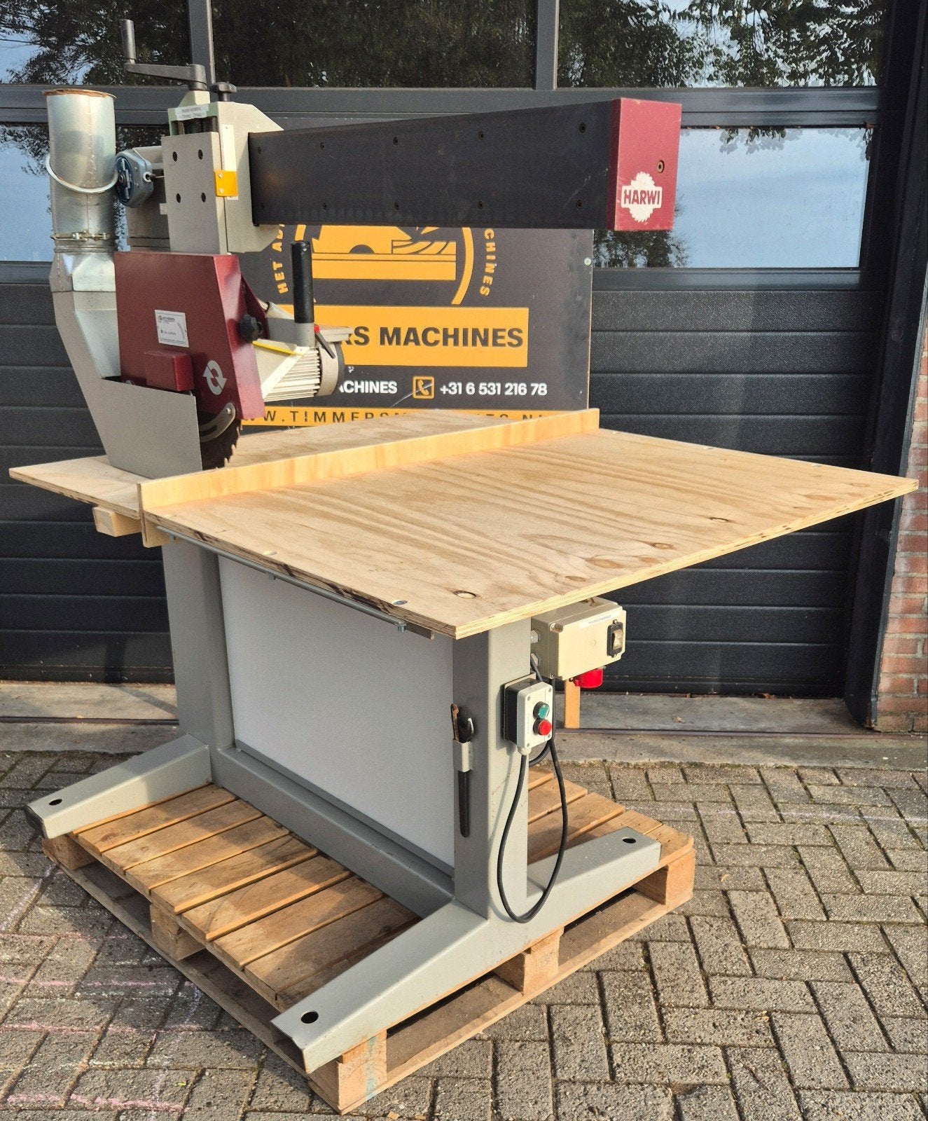Harwi afkortzaag 140mm hoog CE SKH geremd verdtrk + neigbaar, Ophalen of Verzenden, 1200 watt of meer, Afkortzaag, 70 mm of meer