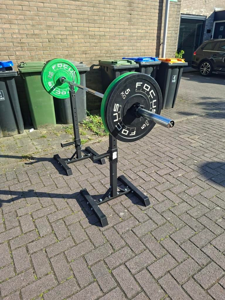 Verstelbare Halterstandaard voor Squats en Deadlifts, Ophalen, Gebruikt, Krachtstation, Metaal