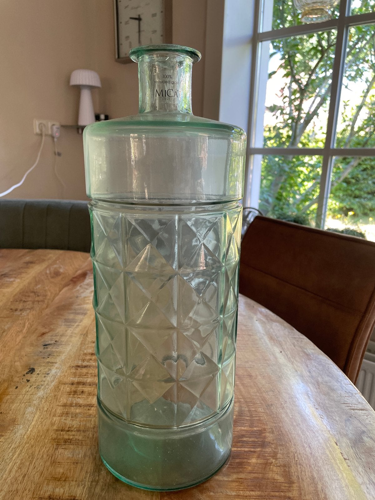 MICA Decoraties Gerecyclede Hoge Glazen Vaas - Groen, Ophalen, Groen, Gerecycled glas, Glas