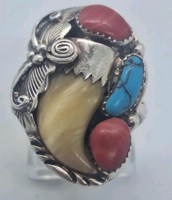 Zilveren native of america ring Navajo, Gebruikt, Overige kleuren, 20 of groter, Ophalen of Verzenden