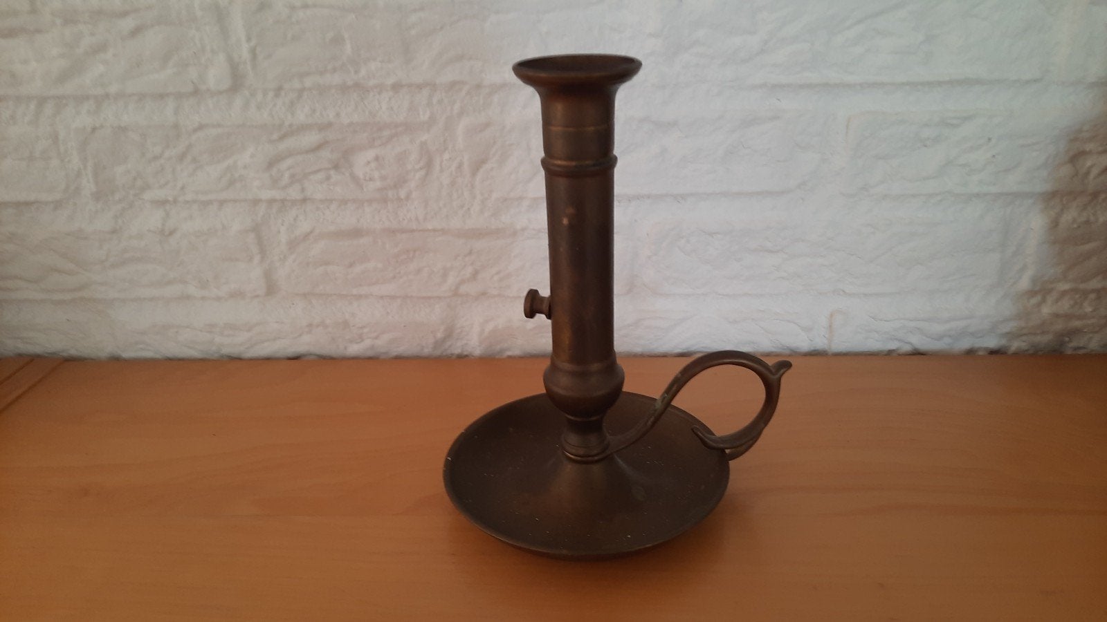 Antieke messing kandelaar, Ophalen of Verzenden