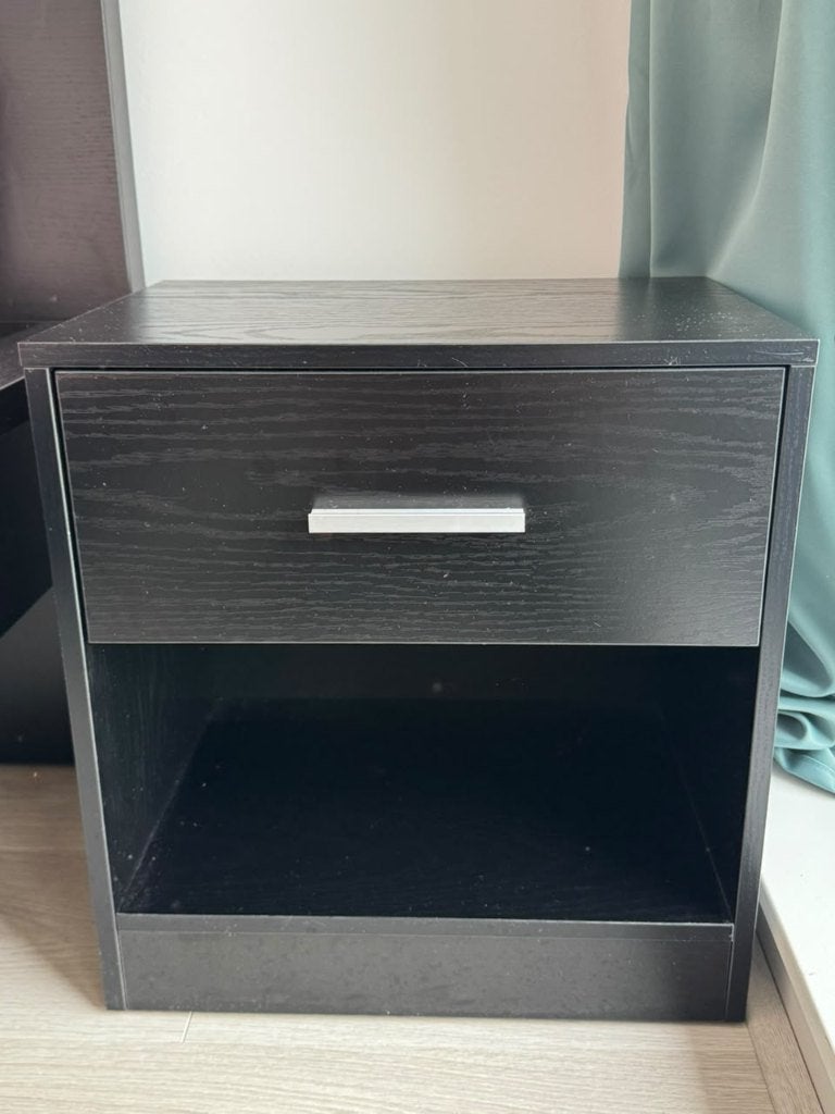 VASAGLE Bedside Tables Set of 2 Black with Drawer, Ophalen, Minder dan 45 cm, Zo goed als nieuw, Minder dan 55 cm