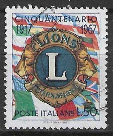 Italie 1967 - Yvert 987 - 50 Jaar Lions Internationaal (ST), Verzenden, Gestempeld